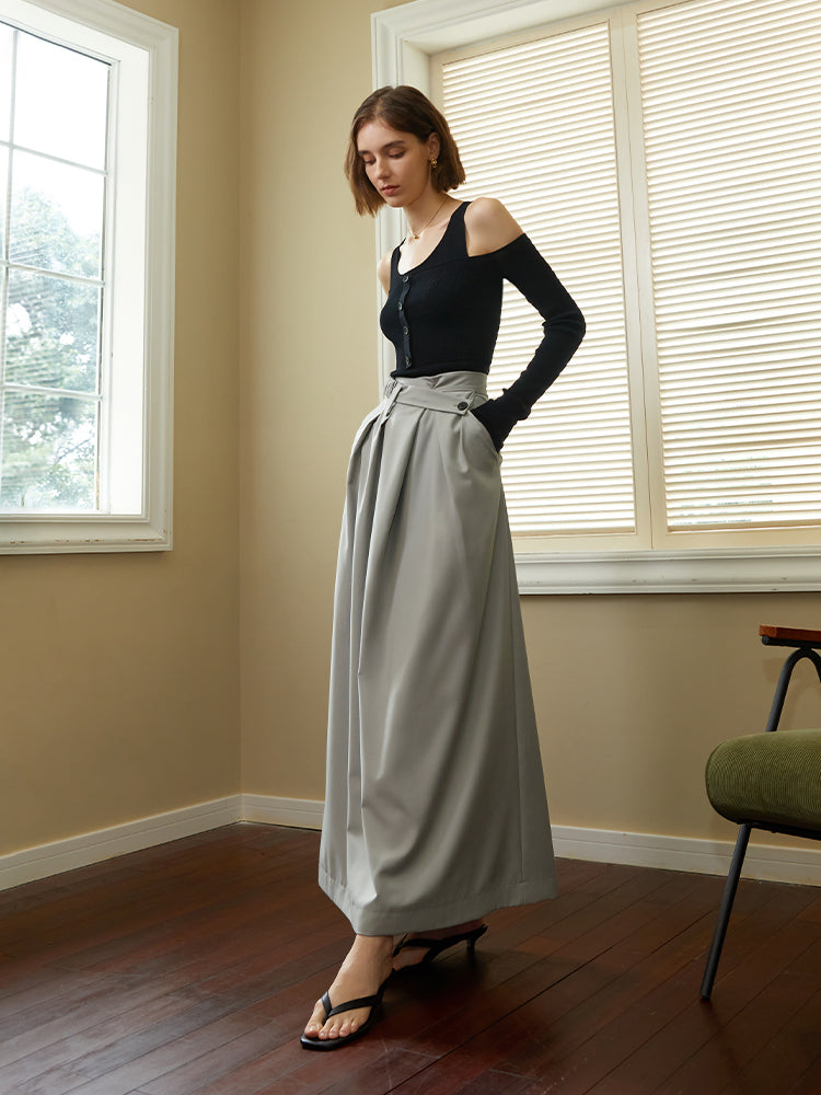 Design sense high waist half skirt female spring 2023 new commuter pleated skirt
