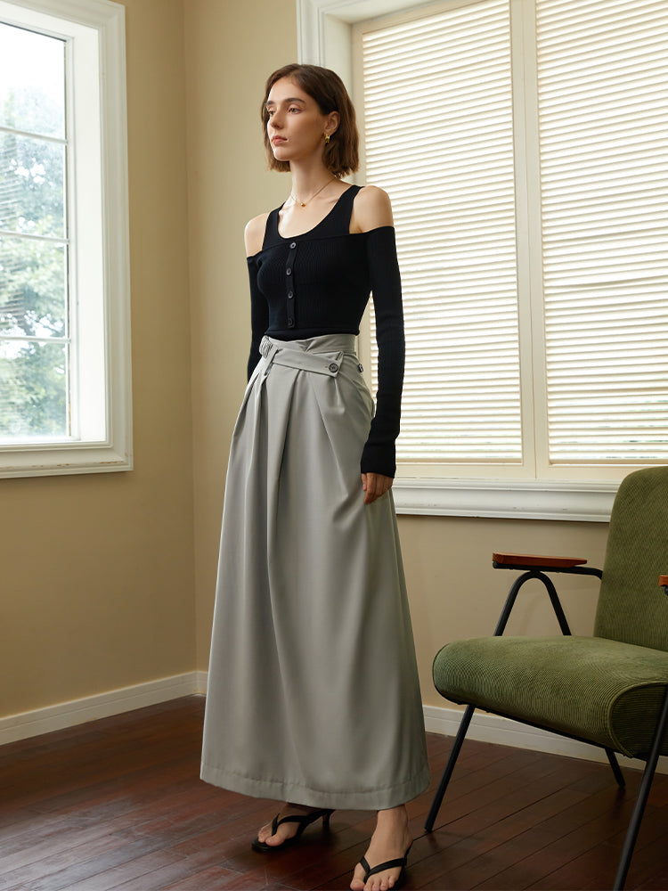 Design sense high waist half skirt female spring 2023 new commuter pleated skirt