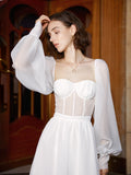 French sexy fishbone waist slim dress 2023 summer new chiffon skirt women