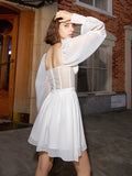 French sexy fishbone waist slim dress 2023 summer new chiffon skirt women