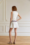 Fashion Academy Style White Knitted Spliced Sleeveless Dress