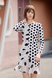Irregular long sleeve polka dot chiffon dress-Dress-AEL Studio
