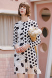 Irregular long sleeve polka dot chiffon dress-Dress-AEL Studio