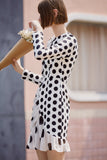 Irregular long sleeve polka dot chiffon dress-Dress-AEL Studio