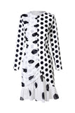 Irregular long sleeve polka dot chiffon dress-Dress-AEL Studio