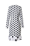 Irregular long sleeve polka dot chiffon dress-Dress-AEL Studio