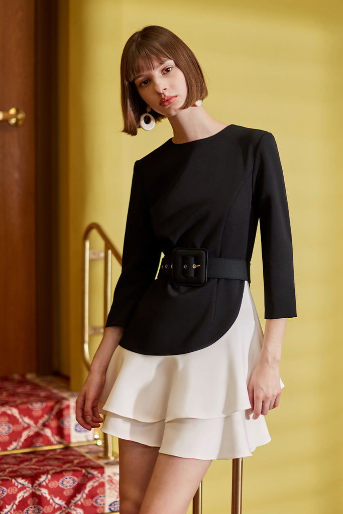 Irregular stitching and colour collision dress-Knitwear-AEL Studio