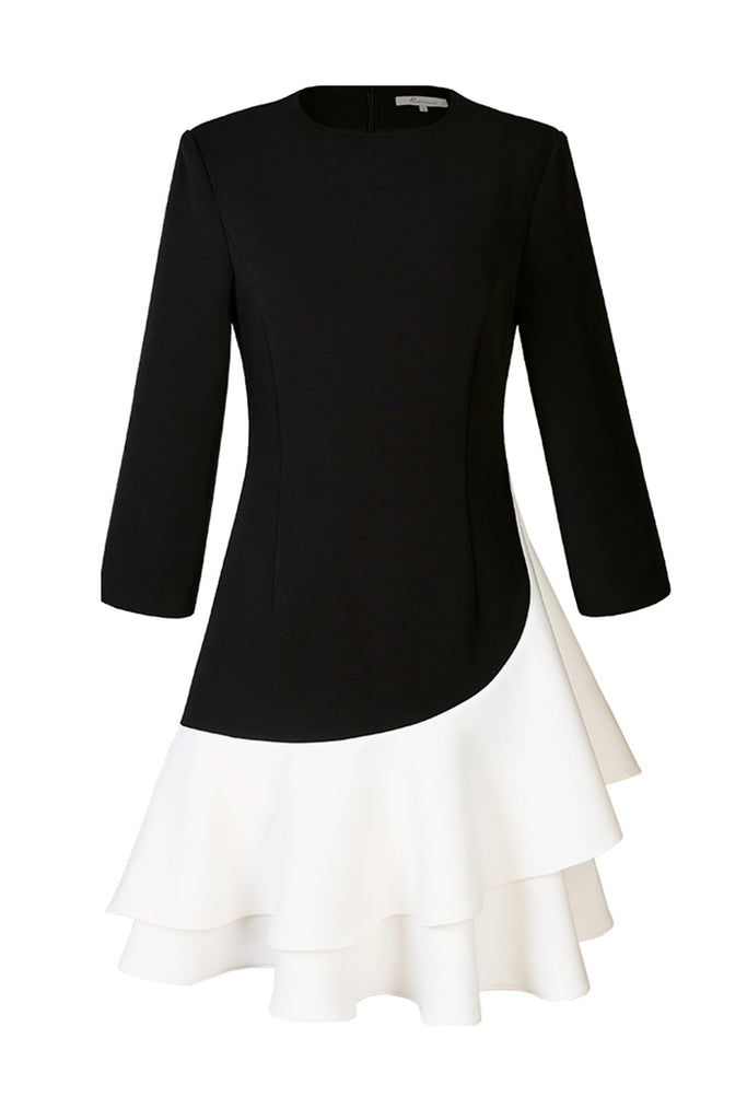 Irregular stitching and colour collision dress-Knitwear-AEL Studio