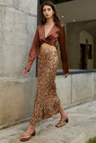 Rose gold sequin skirt | Sexy skirt | Party skirt-Bottoms-AEL Studio
