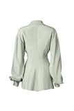 Buttonless shirt | Mint green long-sleeved shirt | Casual shirt-Tops-AEL Studio