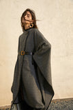 Cape coat | Loose wool coat | Street coat-Tops-AEL Studio