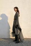 Cape coat | Loose wool coat | Street coat-Tops-AEL Studio
