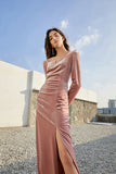 Square neck velvet dress | Pink dress | Holiday dress-Dress-AEL Studio