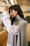 Design turtleneck sweater | Shawl turtleneck sweater | Street style gray sweater-Tops-AEL Studio