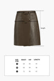 High waist small leather skirt | Brown retro skirt | Commuter texture skirt-Bottoms-AEL Studio