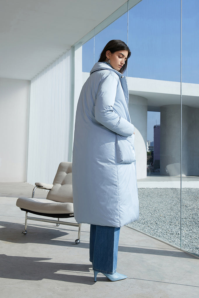 Lapel down jacket | Long down jacket | Street down jacket-Tops-AEL Studio