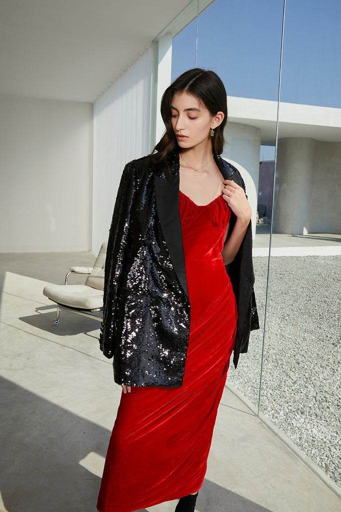 Sequined blazer | Little black dress | Banquet suit jacket-coat-AEL Studio