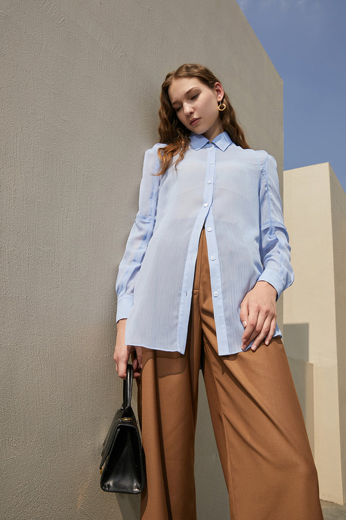 Translucent shirt | Blue shirt | Commuter shirt-Tops-AEL Studio