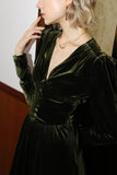Vintage Wedding Guest Formal Evening Dress V Neck Long Sleeve Floor Length Velvet with Draping Slit 2022