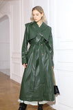 Designed leather jacket | Dark green jacket | Street style leather trench coat