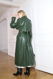 Designed leather jacket | Dark green jacket | Street style leather trench coat