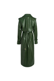 Designed leather jacket | Dark green jacket | Street style leather trench coat