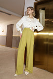 High waist wide leg pants | Mustard yellow trousers | Commuter wide-leg pants