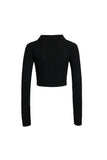 Open waist knitted top | Irregular cut-out hem top | Street knit sweater