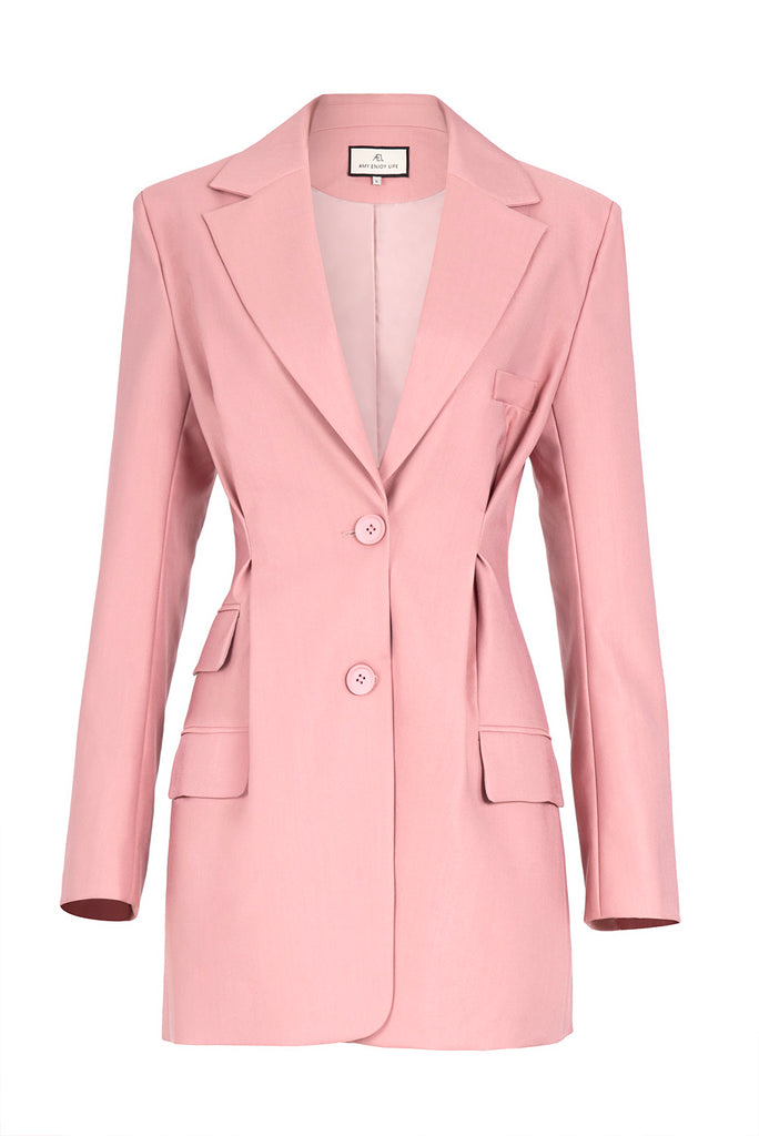 Pink women coat jacket waist retraction-coat-AEL Studio