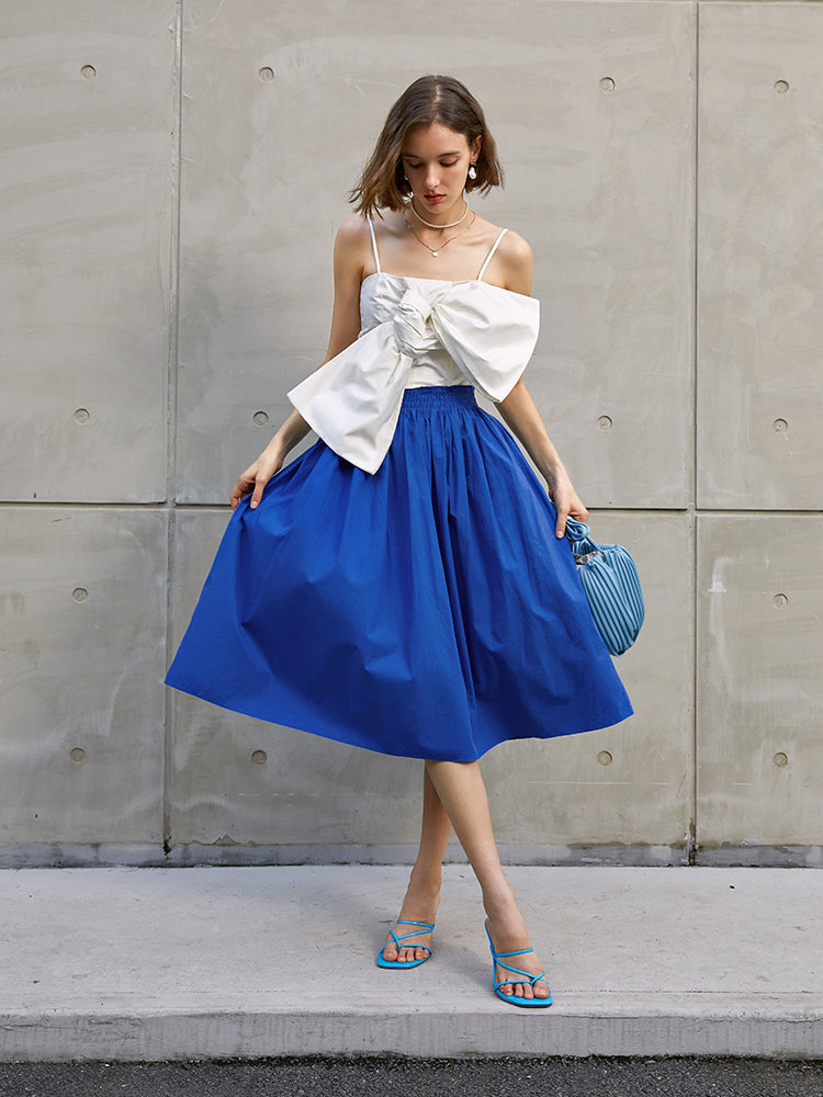 Simple high-waisted slim long skirt 2023 summer new casual sweet a-word skirt women