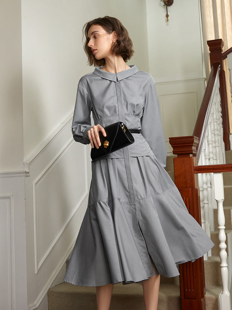 Cool Breeze Commuter Slim Dress Spring 2023 new style simple long-sleeved a-word skirt woman