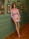 Original custom silk acetic acid French slim dress spring and summer new style temperament casual waist shirt skirt