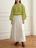 Streamer white pendant feeling elegant skirt woman autumn winter 23 new wide version bud skirt satin