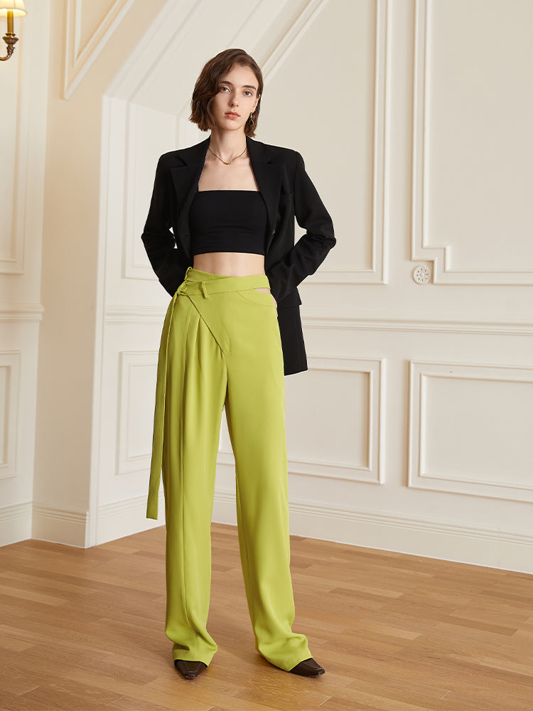 Designer high-waisted pants, ladies' 2023, Fall's new street-style commuter pants