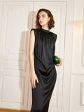 French round neck high waist slim dress 2023 summer new sleeveless elegant slim dress