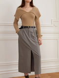 Design Sense Classic check pattern suit half-skirt female mid-length straight tube half-skirt