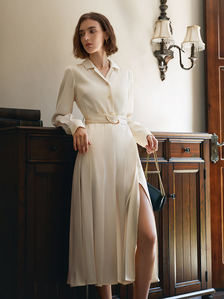 Temperament simple slim pleated skirt spring 2023 new dress with waist skirt