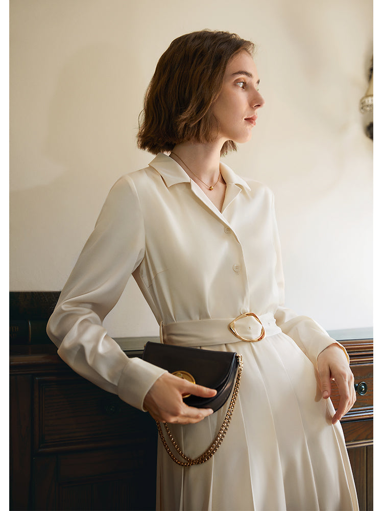 Temperament simple slim pleated skirt spring 2023 new dress with waist skirt