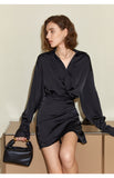 Small design feeling pleated black waist shirt skirt 2023 autumn and winter new slim skirt