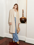Wool Slim Coat Spring and autumn new style mid-length belt retro languid woolen coat