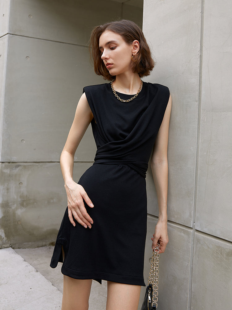 French casual black commuter dress new style summer style sleeveless skirt woman