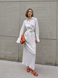 Asymmetrical hollow waist dress summer new style French white temperament blouse woman
