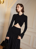 Dark department French patchwork half-skirt woman spring 2023 new style skirt hem pleated half-skirt