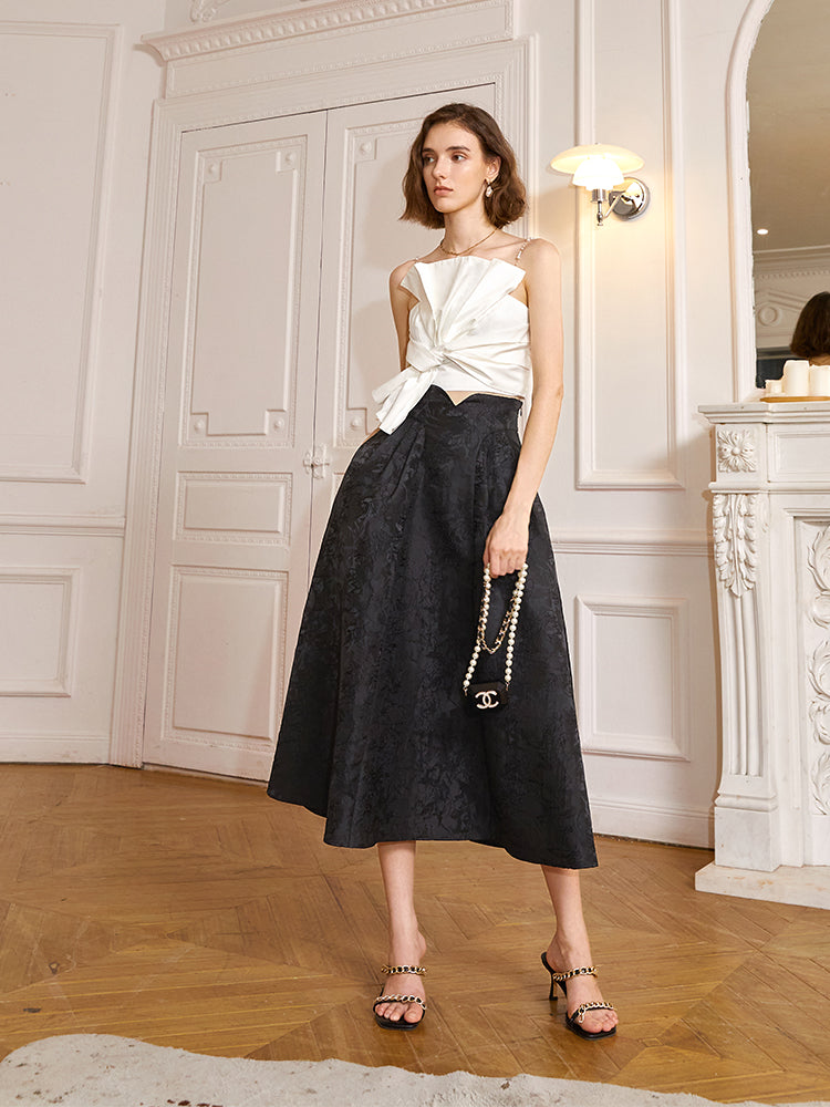 French large hemline retro jacquard skirt summer 2023 new high-waisted slim skirt