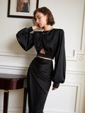 Design sense irregular pleated skirt female spring 2023 new dark high waist skirt
