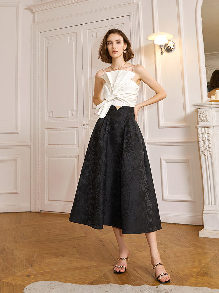 French large hemline retro jacquard skirt summer 2023 new high-waisted slim skirt