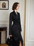 French blouse dress women's spring 2023 new black long-sleeved commuter strappy high-waisted dress