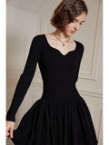 The design feeling knitting stitches the dress woman 2023 new black inner tie show thin skirt to go with anything