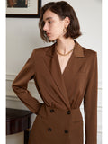 Design sense suit dress women fall 2023 new commuter v-collar long-sleeved shirt collar A-line skirt