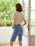 Simple and asymmetrical split Jean Shorts Women's new summer 2023 casual high-waisted pants